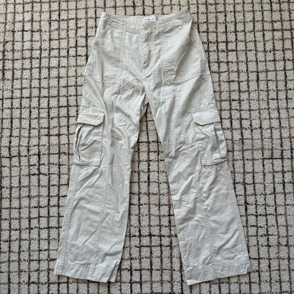Abercrombie Cream White Cargo Pants 0/25 Short 100% Cotton - Picture 1 of 8